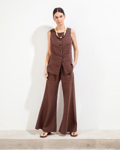 Pantalón Ara Lino Chocolate