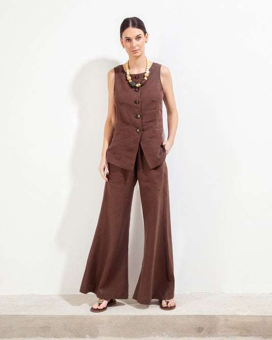 Pantalón Ara Lino Chocolate