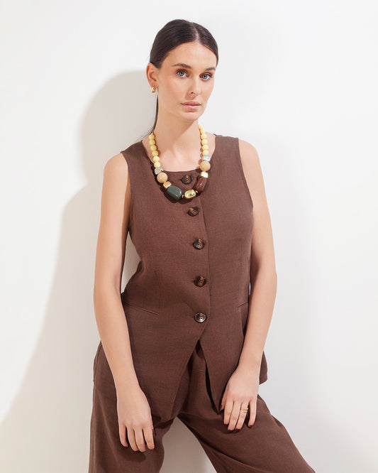 Chaleco Oxford Lino Chocolate
