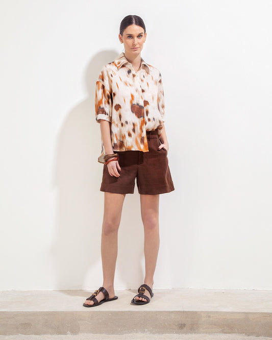 Short Oxford Lino Chocolate