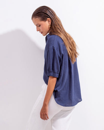 Camisa Mar Lino Azul