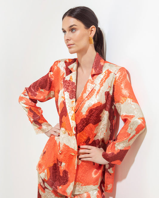Blazer Gardenia Jacquard Print Bordo