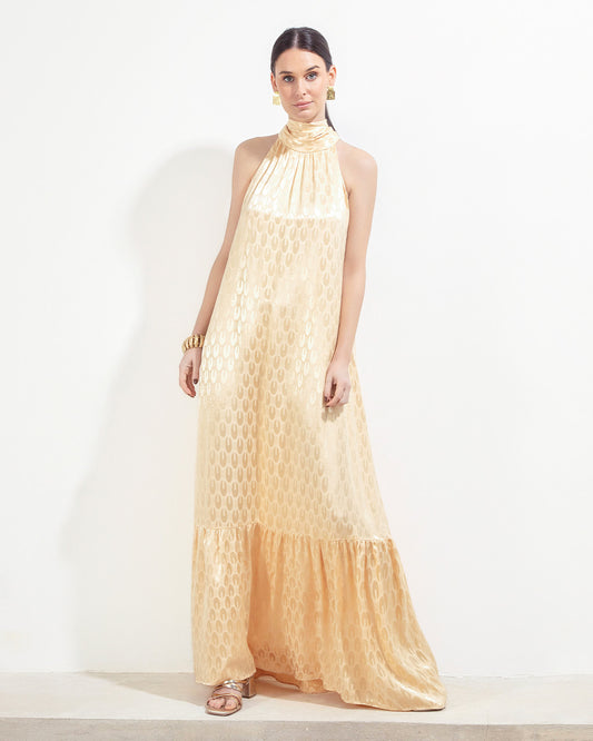 Vestido Lu Jacquard Beige