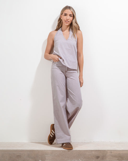 Pantalon Oxford Rayas Chocolate
