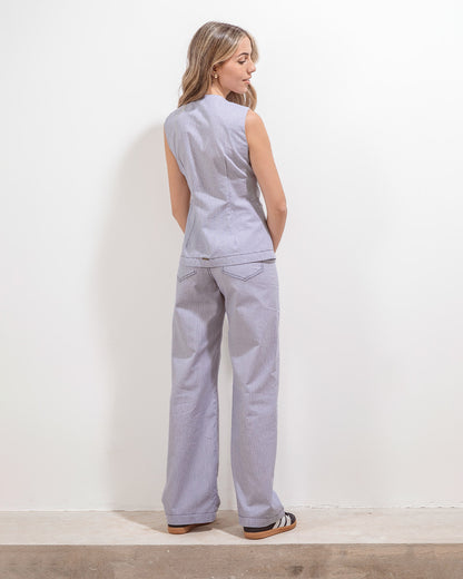 Pantalon Oxford Rayas Azul