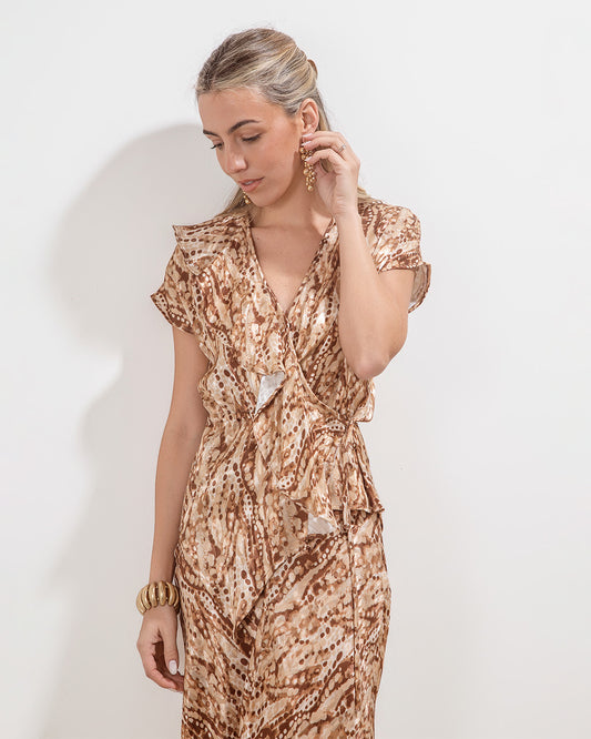 Blusa Jazmin Jacquard Print Beige