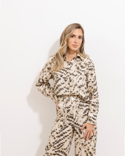 Pantalon Cruz Animal Print Beige