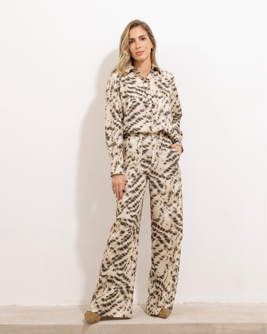 Pantalon Cruz Animal Print Beige
