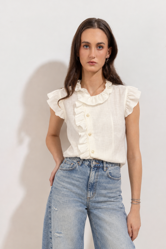 Camisa Vivi Lino Off White