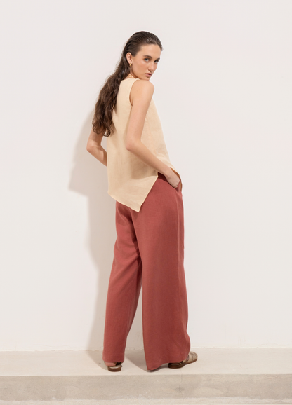Pantalon Ceci Lino Ganache