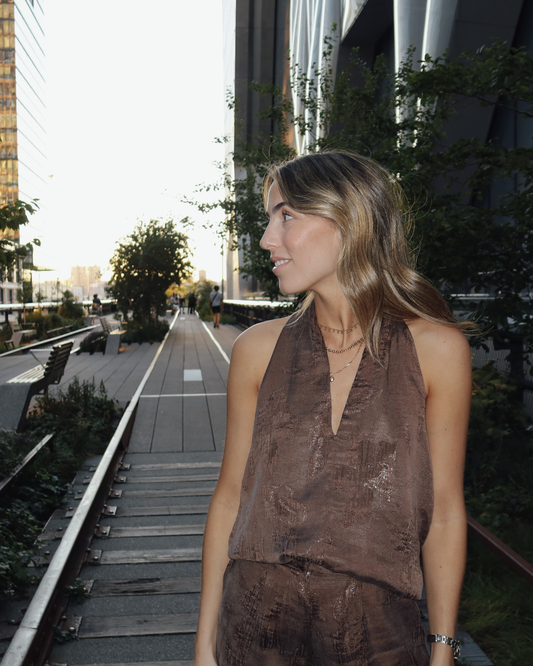 Blusa Margui Seda Etnica Camel