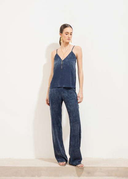 Pantalon Cuca Jaspeado Felpa Azul