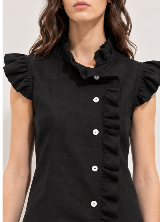 Camisa Vivi Lino Negra