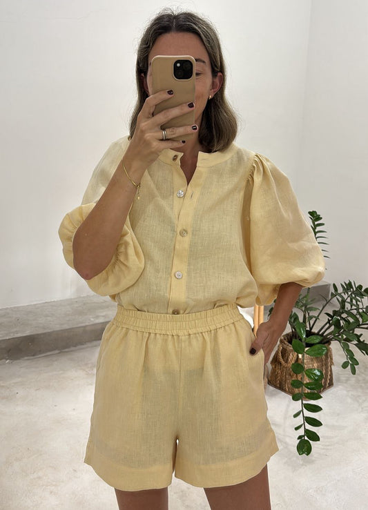 Short Gema Lino Vainilla