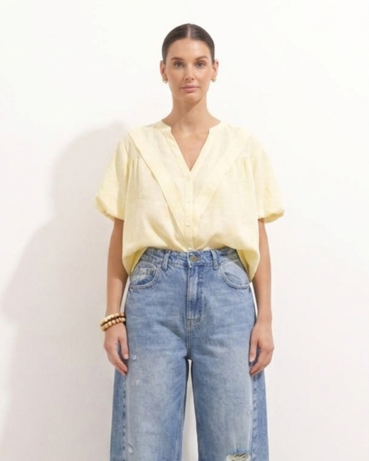 Camisa Valeria Lino Vainilla