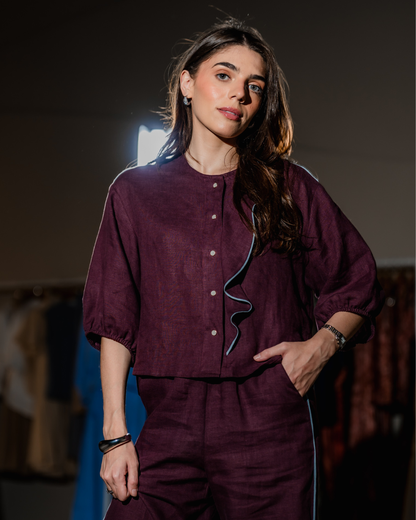Camisa Coral Lino Bordo