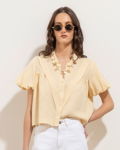 Camisa Valeria Lino Vainilla