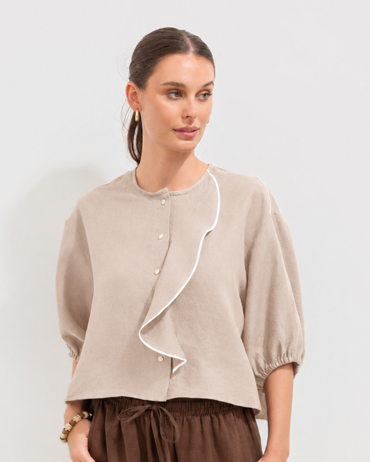 Camisa Coral Lino Beige