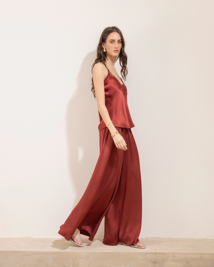 Pantalon Seda Bordo