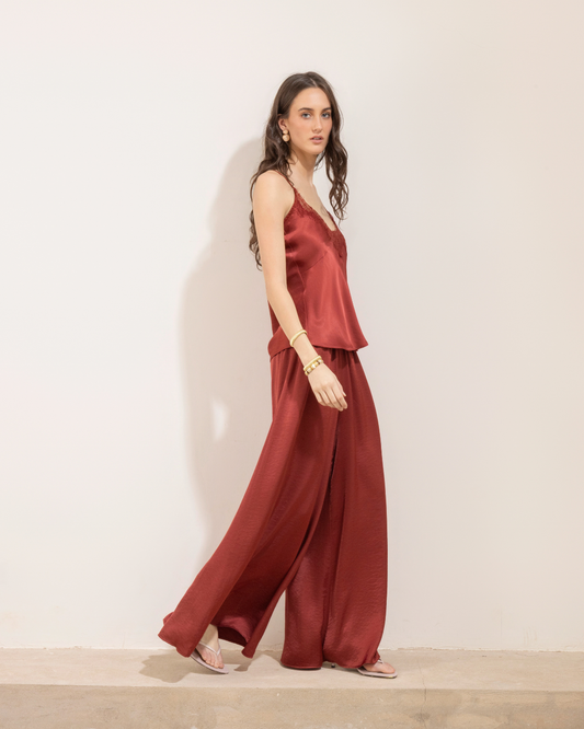 Pantalon Seda Bordo