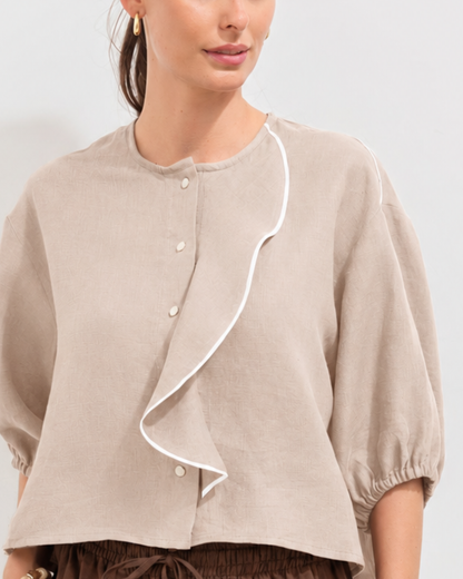 Camisa Coral Lino Beige