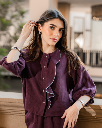 Camisa Coral Lino Bordo