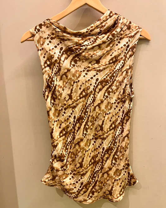 Blusa Rafaela Jacquard Print Beige
