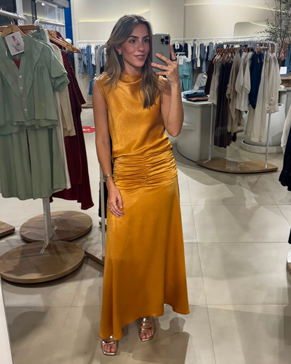 Pollera Iciar Seda Ocre