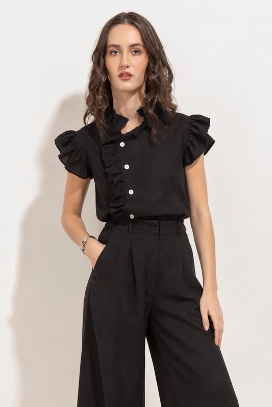 Camisa Vivi Lino Negra