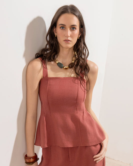 Blusa Elvira Lino Ganache
