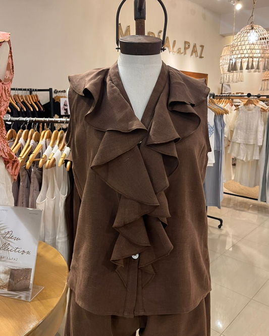 Blusa Bella Lino Chocolate