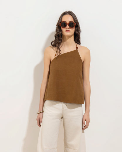 Blusa Oriana Lino Cafe