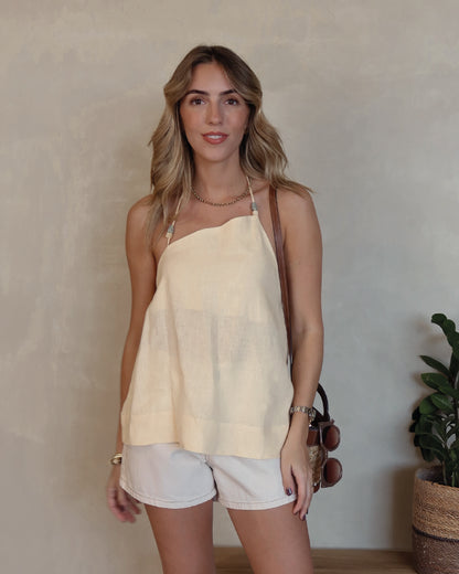 Blusa Oriana Lino Vainilla