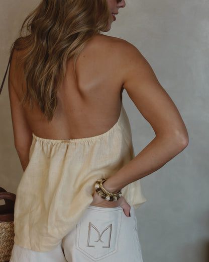 Blusa Oriana Lino Vainilla