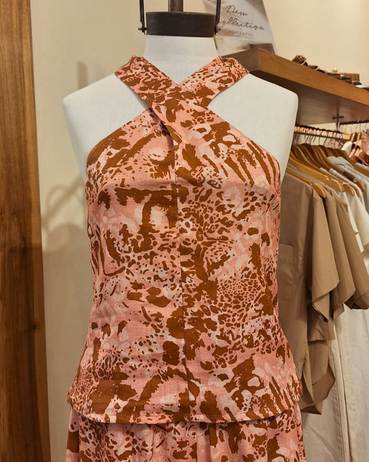 Blusa Santander Lino Print Rosa
