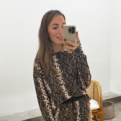 Buzo Serena Print Gris Y Negro