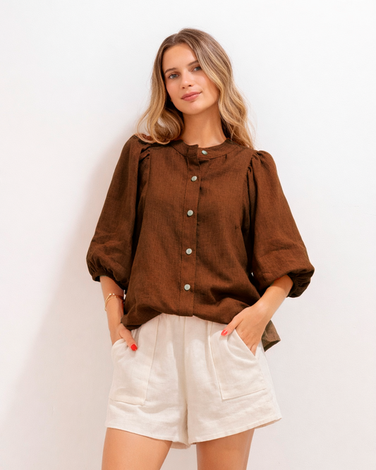 Camisa Gema Lino Cafe