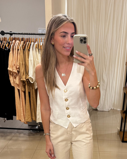 Chaleco Aline Lino Blanco