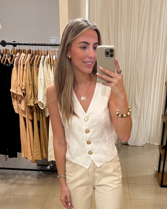 Chaleco Aline Lino Blanco
