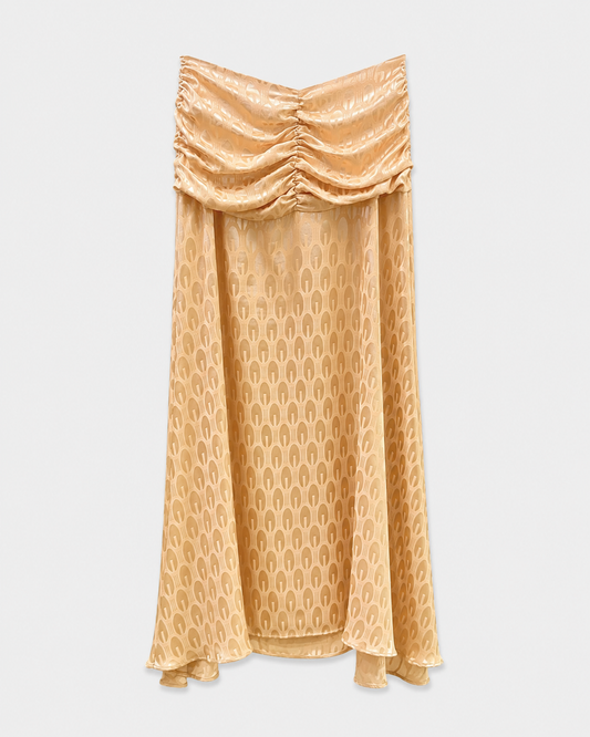 Pollera Iciar Larga Jacquard Beige