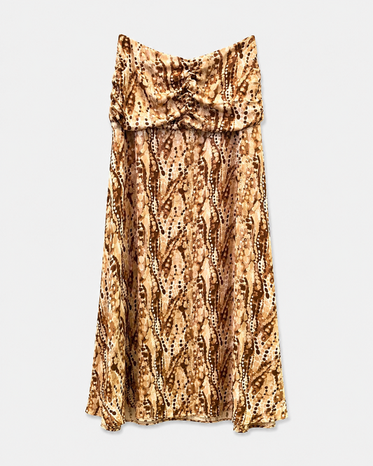 Pollera Iciar Larga Jacquard Print Beige