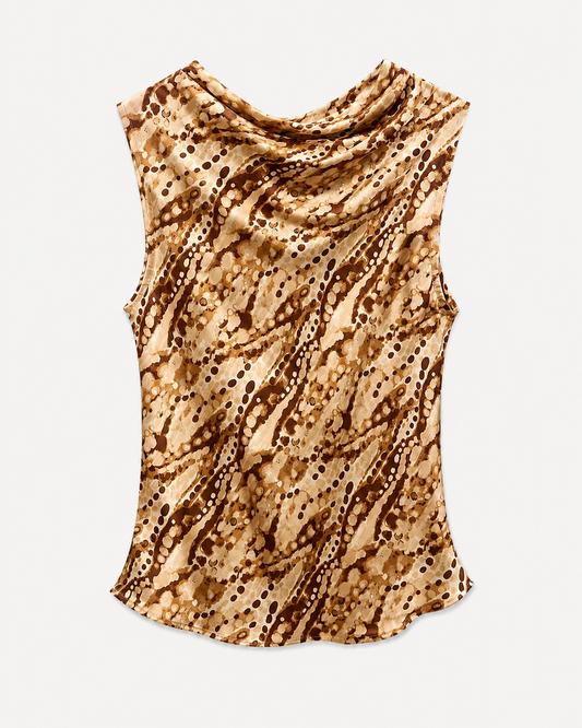 Blusa Rafaela Jacquard Print Beige