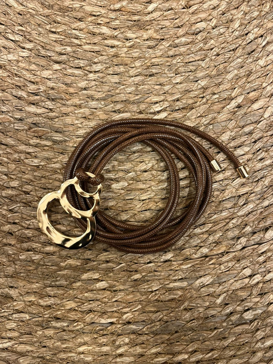 Cinto Marron Aplique Dorado