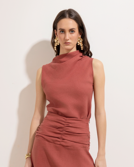 Blusa Rafaela Lino Ganache