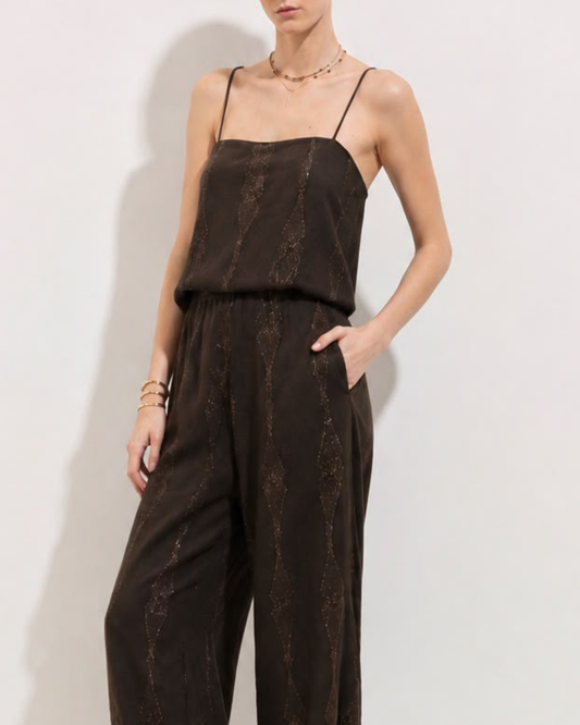 Top Clau Seda Etnica Marron