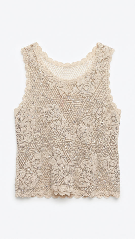 Blusa Crochet Natural