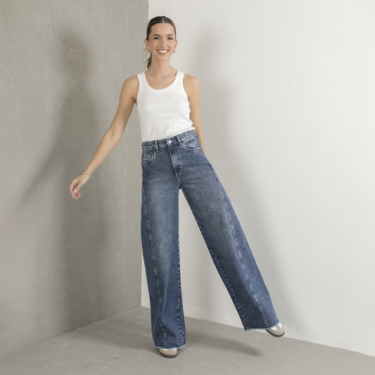 Jeans Campana Doble Azul