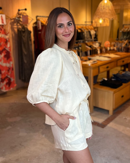 Camisa Gema Lino Vainilla