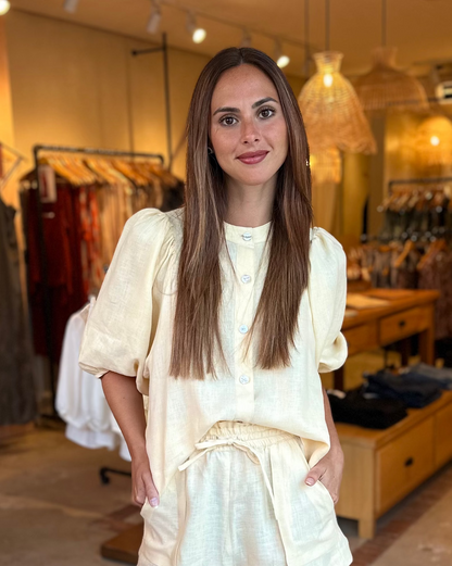 Camisa Gema Lino Vainilla