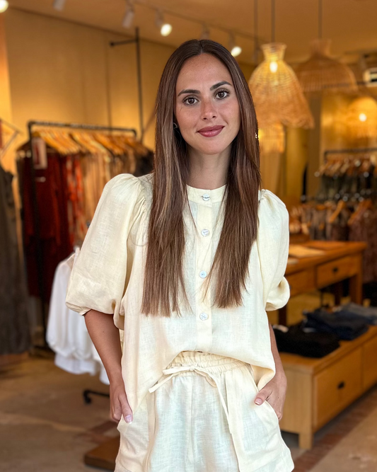 Camisa Gema Lino Vainilla